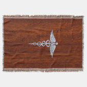 Chrome als Caduceus Medical Symbool Mahogany Style Deken (Voorkant)