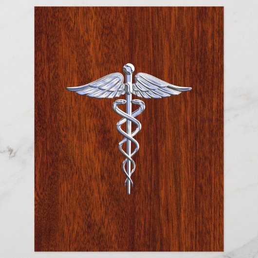 Chrome als Caduceus Medical Symbool Mahogany Style Flyer (Voorkant)