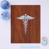 Chrome als Caduceus Medical Symbool Mahogany Style Flyer (Enkel)