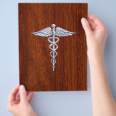Chrome als Caduceus Medical Symbool Mahogany Style Flyer (Hand)