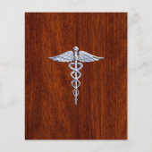 Chrome als Caduceus Medical Symbool Mahogany Style Flyer (Voorkant)