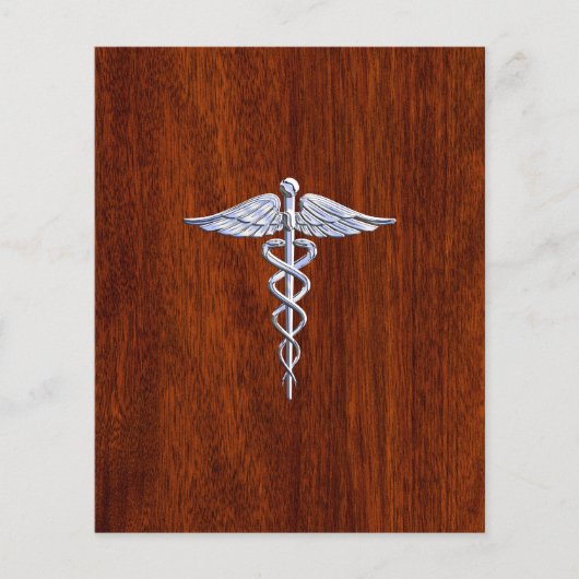 Chrome als Caduceus Medical Symbool Mahogany Style Flyer (Voorkant)