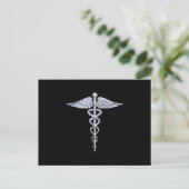 Chrome als Caduceus Medisch Symbool Briefkaart (Staand voorkant)