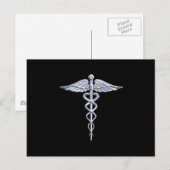 Chrome als Caduceus Medisch Symbool Briefkaart (Voorkant / Achterkant)