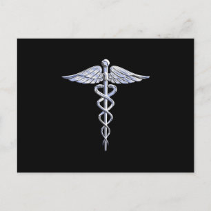 Chrome als Caduceus Medisch Symbool Briefkaart