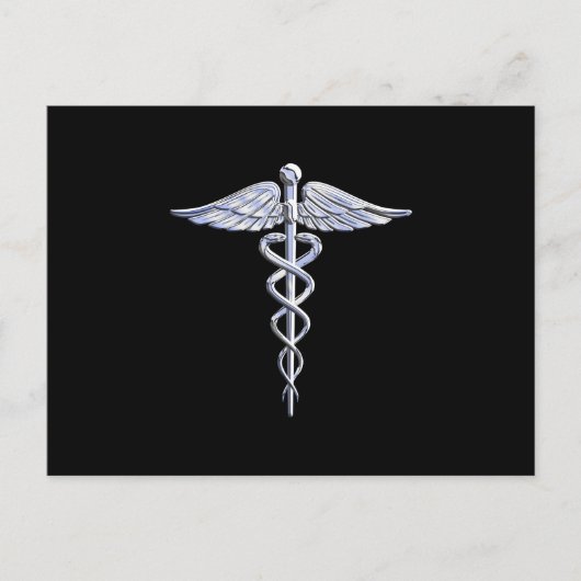 Chrome als Caduceus Medisch Symbool Briefkaart (Voorkant)