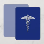 Chrome als Caduceus medisch symbool Navy Blue Deco (Voorkant / Achterkant)