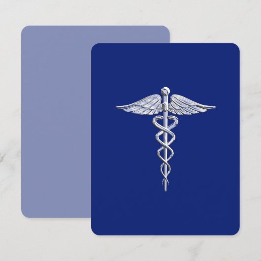 Chrome als Caduceus medisch symbool Navy Blue Deco (Voorkant / Achterkant)