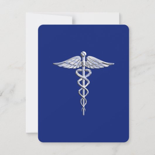 Chrome als Caduceus medisch symbool Navy Blue Deco (Voorkant)