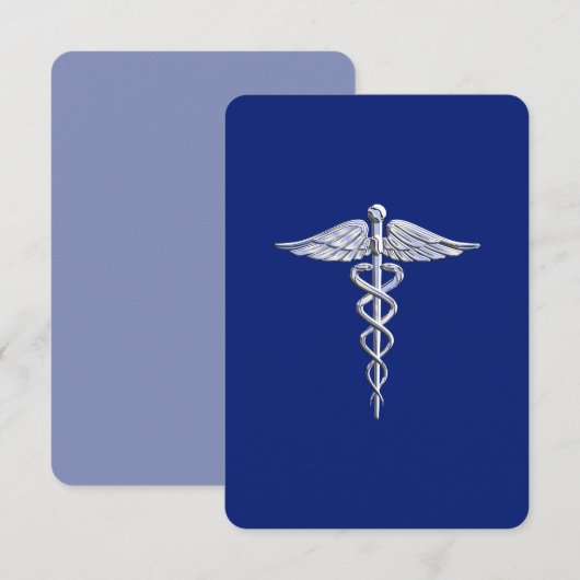 Chrome als Caduceus medisch symbool Navy Blue Deco (Voorkant / Achterkant)