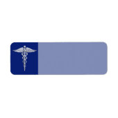 Chrome als Caduceus medisch symbool Navy Blue Deco Etiket (Voorkant)
