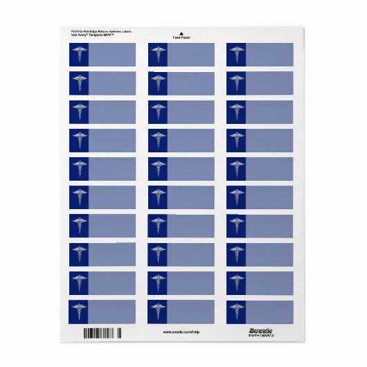 Chrome als Caduceus medisch symbool Navy Blue Deco Etiket (Full Sheet)