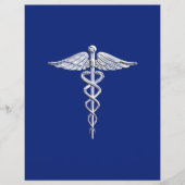 Chrome als Caduceus medisch symbool Navy Blue Deco Flyer (Voorkant)