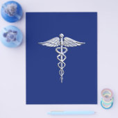 Chrome als Caduceus medisch symbool Navy Blue Deco Flyer (Enkel)