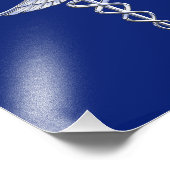 Chrome als Caduceus medisch symbool Navy Blue Deco Foto Afdruk (Hoek)