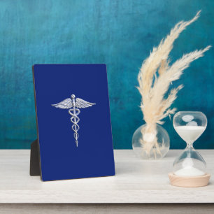 Chrome als Caduceus medisch symbool Navy Blue Deco Fotoplaat