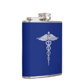 Chrome als Caduceus medisch symbool Navy Blue Deco Heupfles (Rechts)