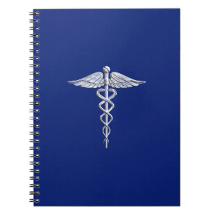 Chrome als Caduceus medisch symbool Navy Blue Deco Notitieboek