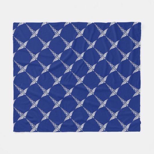 Chrome als Caduceus medisch symbool op Navy Blue Fleece Deken (Voorkant (Horizontaal))