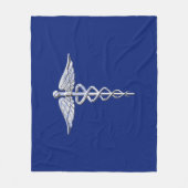 Chrome als Caduceus medisch symbool op Navy Blue Fleece Deken (Voorkant)