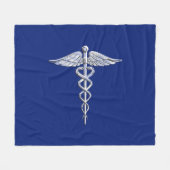 Chrome als Caduceus medisch symbool op Navy Blue Fleece Deken (Voorkant (Horizontaal))