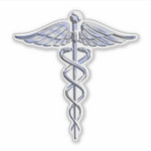 Chrome als Caduceus medisch symbool op Navy Blue Sticker (Voorkant)