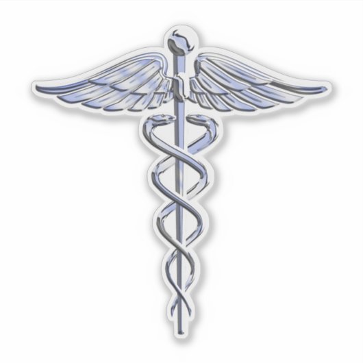 Chrome als Caduceus medisch symbool op Navy Blue Sticker (Voorkant)