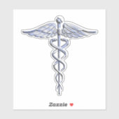 Chrome als Caduceus medisch symbool op Navy Blue Sticker (Vel)