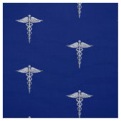 Chrome als Caduceus medisch symbool op Navy Blue Stof (Swatch)