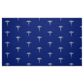 Chrome als Caduceus medisch symbool op Navy Blue Stof (Fat Quarter)