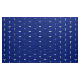 Chrome als Caduceus medisch symbool op Navy Blue Stof