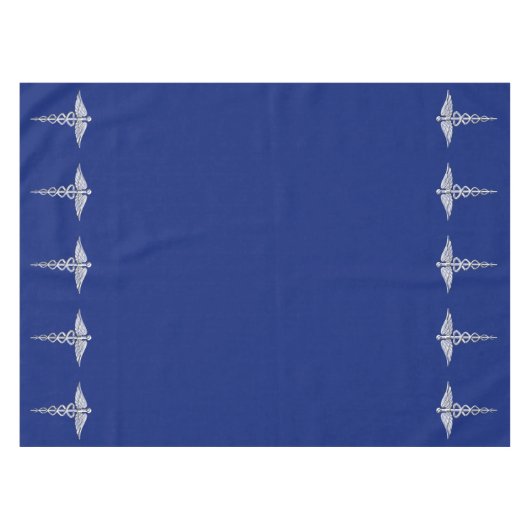 Chrome als Caduceus medisch symbool op Navy Blue Tafelkleed (Voorkant (Horizontaal))