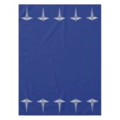 Chrome als Caduceus medisch symbool op Navy Blue Tafelkleed (Voorkant)