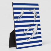 Chrome als duiker en haaien op nautische strepen fotoplaat (Zijkant)