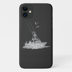 Chrome als Geviste boot op koolstofvezel decor iPhone 11 Hoesje