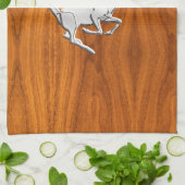 Chrome Als Hardloop Hert op Fijne Teak Print Theedoek (Gevouwen)