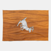 Chrome Als Hardloop Hert op Fijne Teak Print Theedoek (Horizontaal)