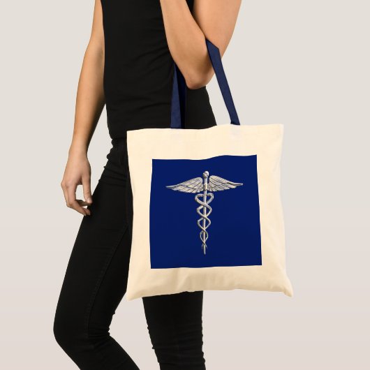 Chrome als het medische symbool van Caduceus op bl Tote Bag (Voorkant (product))