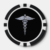 Chrome als het medische symbool van Caduceus Pokerchips (Voorkant)