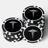 Chrome als het medische symbool van Caduceus Pokerchips (Opstapeling)