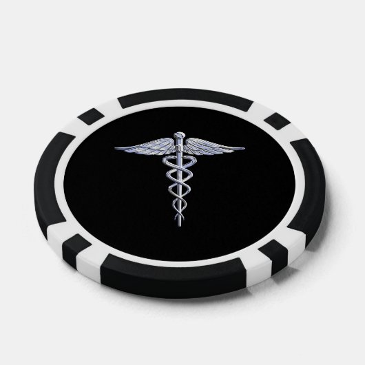 Chrome als het medische symbool van Caduceus Pokerchips (Enkel)