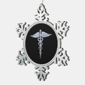 Chrome als het medische symbool van Caduceus Tin Sneeuwvlok Ornament (Rechts)