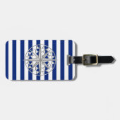 Chrome als kompas op de Nautical Stripes Bagagelabel (Voorkant horizontaal)