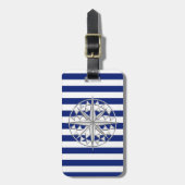 Chrome als kompas op de Nautical Stripes Bagagelabel (Voorkant verticaal)