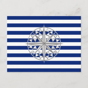 Chrome als kompas op de Nautical Stripes Briefkaart