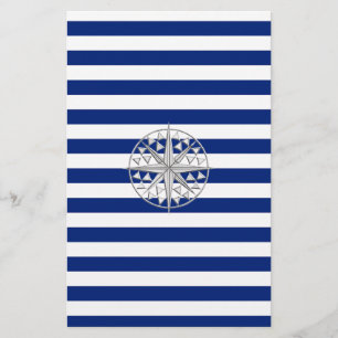 Chrome als kompas op de Nautical Stripes Briefpapier