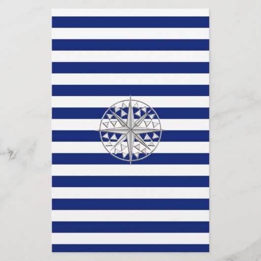 Chrome als kompas op de Nautical Stripes Briefpapier (Voorkant)