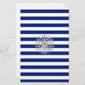 Chrome als kompas op de Nautical Stripes Briefpapier (Voorkant / Achterkant)