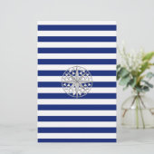Chrome als kompas op de Nautical Stripes Briefpapier (Staand voorkant)