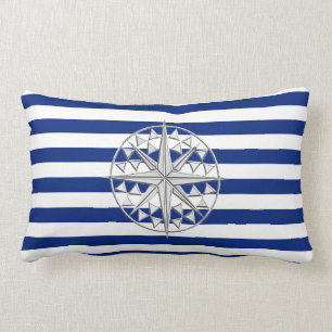 Chrome als kompas op de Nautical Stripes Kussen